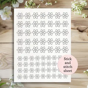 stick and stitch embroidery patterns, full page mini daisy flowers, mini embroidery patterns
