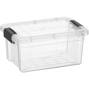 Clear Plastic Storage Bin with Lid, 1.75 Qt, Non-Toxic, BPA Free, Odor Free, Organizer Storage Box, Stackable Plastic Tote for Home, Garage, School, and Office, X-Small