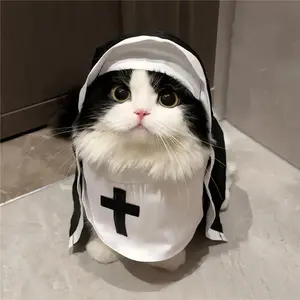 Funny Nun Costume For Cats And Dogs Cosplay Apparel Cute Disguise Outfit Photo Props For Small And Medium Pets