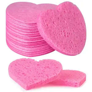 50-Count Facial Sponges Compressed, 100% Natural Cellulose Face Sponge Professional Cosmetic Spa Sponges for Face Cleansing, Exfoliating Mask, Makeup Removal for Travel and Home, Pink