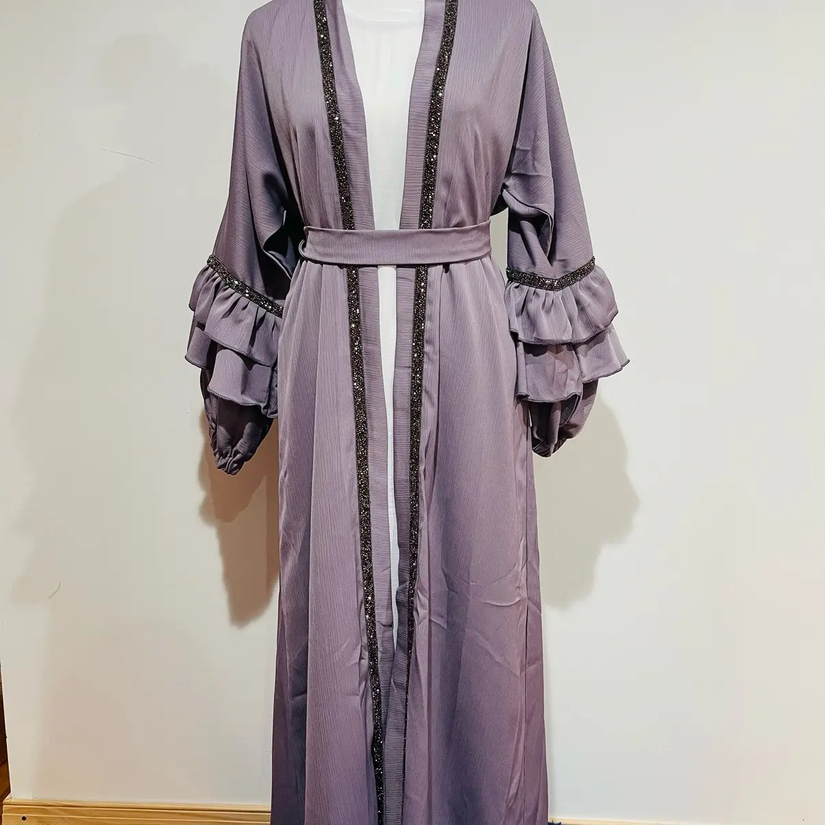 Arabian Abaya with Ruffled sleeves and stones