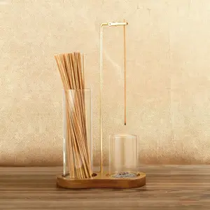 2 in 1 Incense Holder for Sticks, Anti-Ash Flying Incense Burne with Glass Ash Catcher and Incense Sticks Organizer for Meditation Yoga Spa Home Decor (Light Base) Aromatherapy Oils Aromatic Sage
