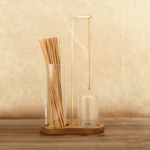 2-in-1 Non-Chemical Anti-Ash Energy Stick Incense Holder - Countertop Design with Glass Ash Catcher, Incense Organizer, Light Base - for Meditation, Aromatic Sage, Spa Use, Home Scent Decor