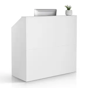Summervibes VEVOR Reception Desk, 46 Inch Rectangular Front Counter Table, Office Reception Desk, Retail Counter and Front Reception Counter, for Checkout, Lobby, Beauty Salon and Office, White