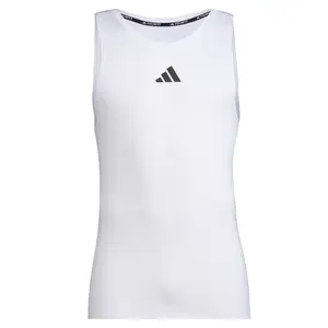 adidas Mens Techfit Crew Neck Athletic Tank Training Casual Moisture Wicking - White