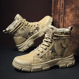 [Adventure Ready] Men's Fashionable Camouflage Winter Snow Boots - Warm Fleece Lined, Non-Slip, Durable, Lace-Up Ankle Hiking Boots with Thick Rubber Sole, Winter Boots