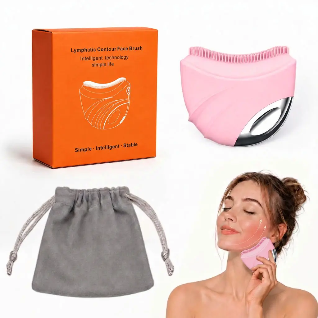 Rechargeable Electric Facial Contouring Massage Brush - Gua Sha Inspired Anti-Aging Beauty Tool with Warm Vibration, Soft Silicone Head for Face & Neck Care, Boosts Abs & Jawline Skincare Routine at Home