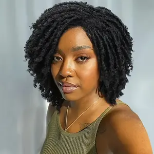 Afro Bob Dreadlock Wig - Short Braided Synthetic Hair with Layered Breathable Faux Locs, Crochet Twist, and Style for Women Men High-Quality, Soft, Natural-Looking Daily Wear