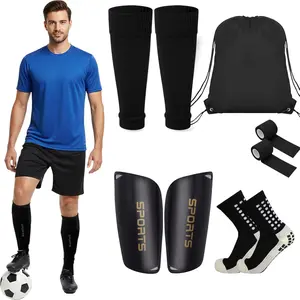 Complete Football Training Kit (9 Items) - Protective Shin Guards, Sleeves, Socks & Sports Tape | Essential Soccer Gear for Players | Men's & Women's Training Equipment | Football socks｜Field & Outdoor Sports																	
