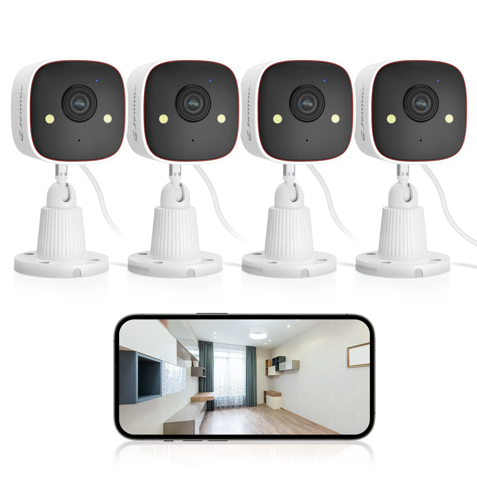 Indoor Security Camera with 2.4G WiFi, Full HD , AI Motion Detection, Sound Alert, 2-Way Audio, Night Vision, Cloud & SD Card Storage – Works with Alexa, Google Home for Home Surveillance, Baby/Pet Monitor, Speaker, Lens