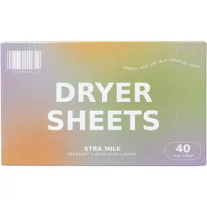 Dryer Sheets in Xtra Milk | 40 Count | , Vegan Fabric Softener Sheets | Bergamot, Vanilla &  Scent | Softens & Freshens