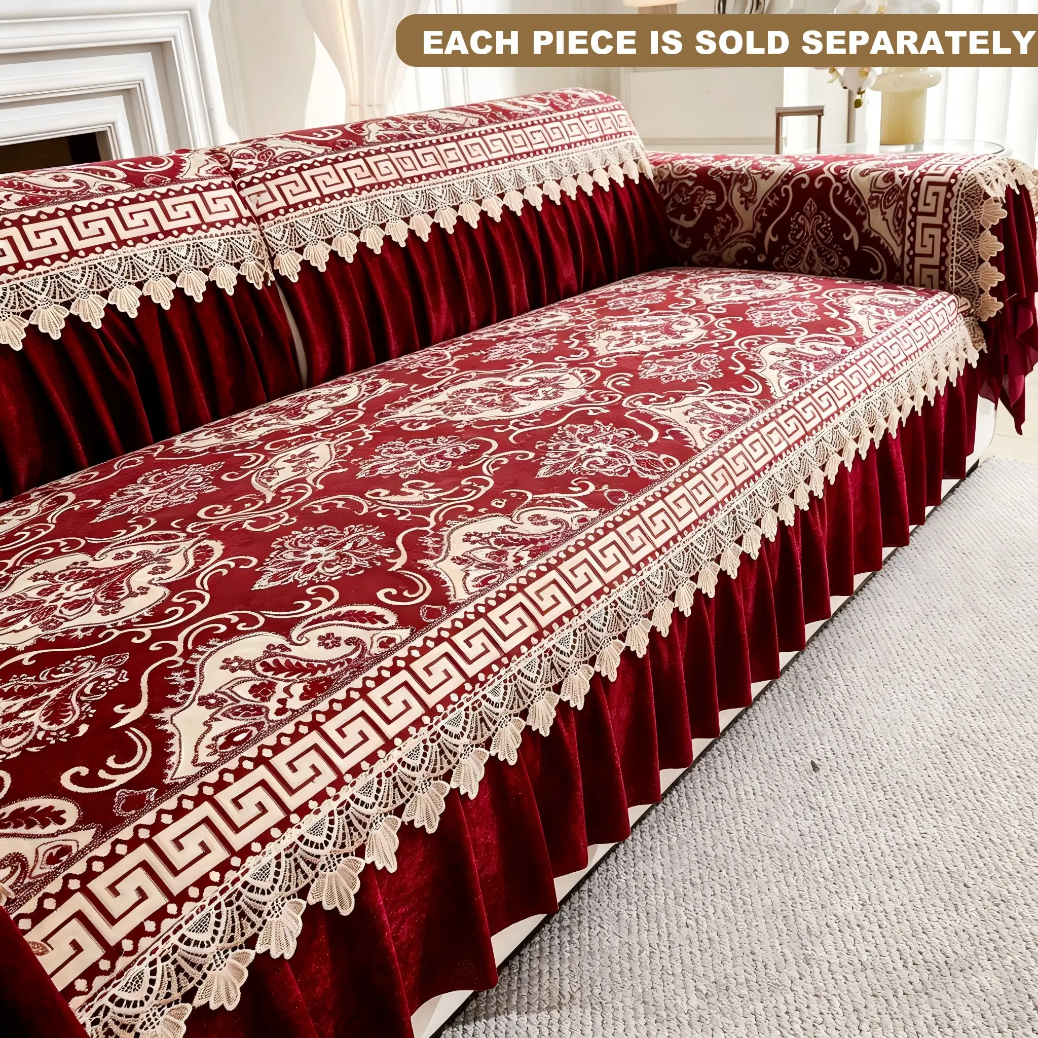 European Style Sofa Cushion, All-Season Reusable Sofa Cover, High-Quality Three-Seater and Chaise Lounge Protector, Durable Fabric Material, Sofa Protector Slipcover, Couch Protector, Cover for Sofa, Couch Covers