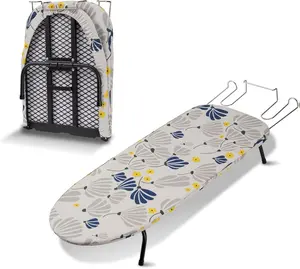 SLIETON Tabletop Ironing Board, Metal Mesh Panel, Floral Pattern Cover, Compact Folding Design, Heavy Duty Small Iron Board with Heat Resistant Cover 32" x12"