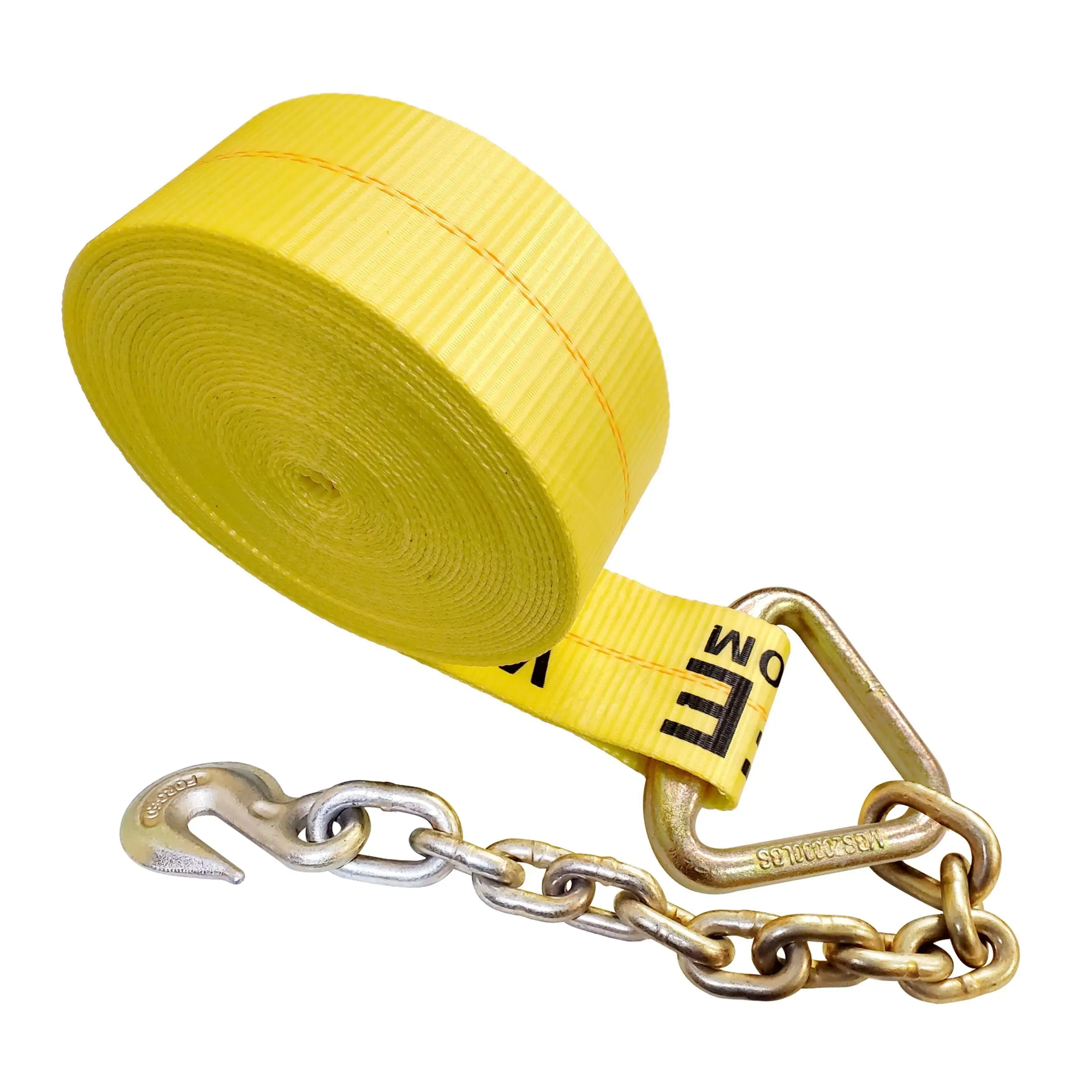 3" x 30FT Winch Strap w/ Chain Extensions - USA