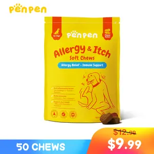 PENPEN Dog Allergy Relief Chews 180 Soft Chews Omega 3 for Itching Skin Immune Support Peanut Butter Flavor 24 Months Supply