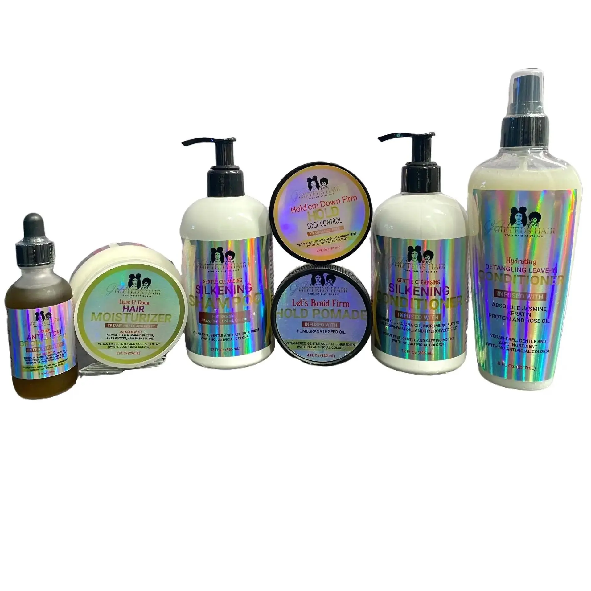 Braider’s Choice Hair Growth Bundle - Gentle Silkening Shampoo, Hydrating Conditioner Set, Detangling Leave-In, Anti-Itch Oil, Moisturizing Cream, Pomade, Edge Control, Cleanser Cleansing, Moisturizer, Oil, Gifted Cosmetics