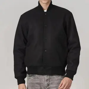 All Black Wool Customizable Varsity Jacket