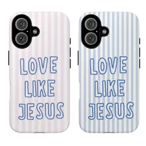 Love Like Jesus Striped Tough Phone Case, Christian Inspirational Cover, gift for him for her, stripe line, case for ip and ss, ip17 case