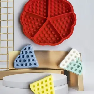 Waffle silicone mold, 5-cavity waffle tray mold, blue and red, soft and heat-resistant, food-grade silicone, easy to demold