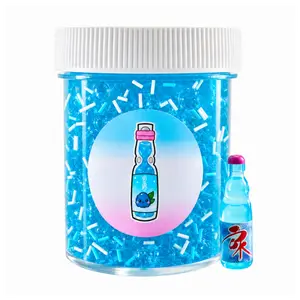 Hoshimi Slimes Ramune Blue Raspberry Soda Clear Slime Thick Handmade Scented Sensory Play Toy for Ages 8+ with Charm Beads and Sprinkle Pack