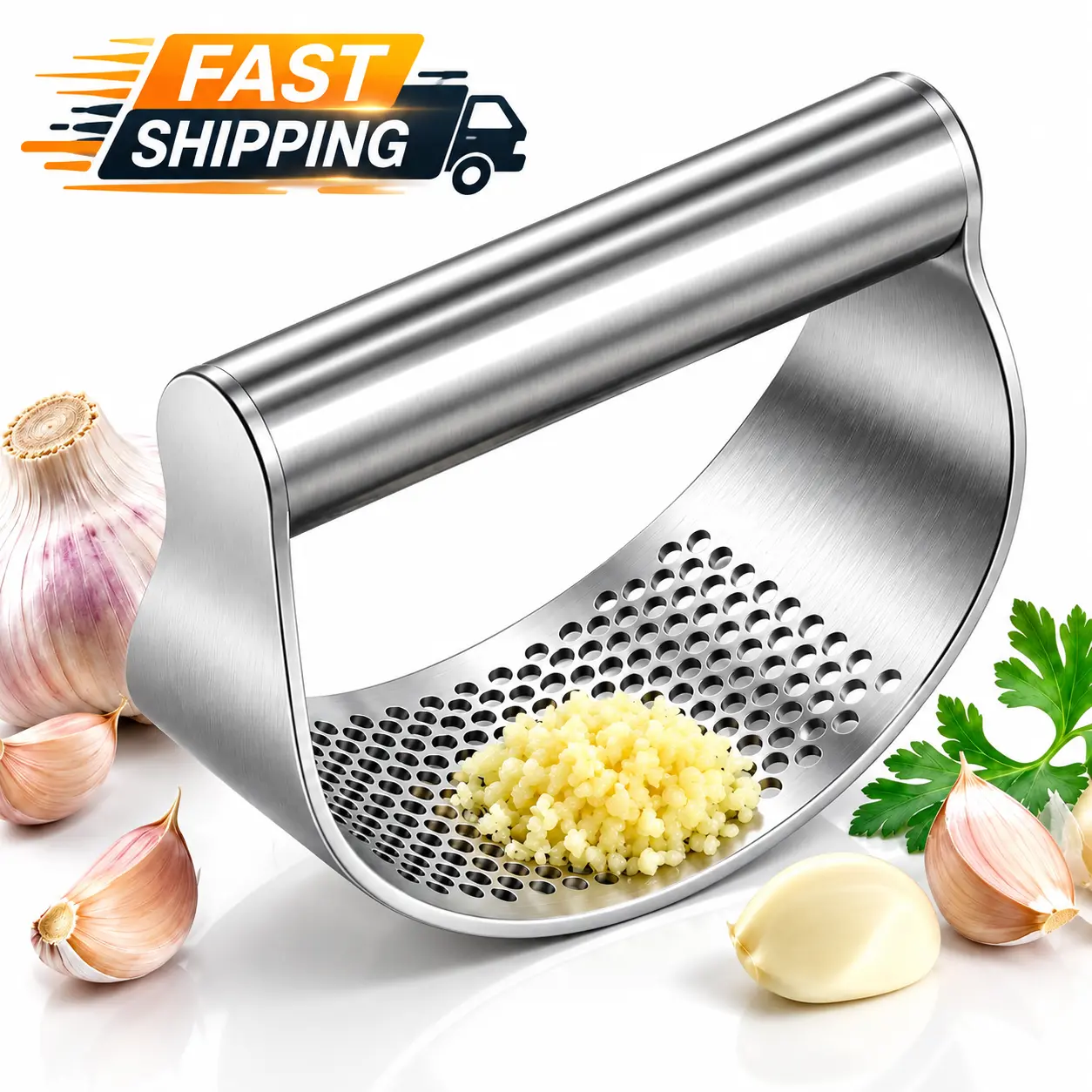 Stainless Steel Garlic Press Rocker, Manual Garlic Mincer Crusher, Ergonomic Easy Grip Kitchen Tool, Easy Clean Garlic Crusher for Cooking & Meal Prep sohochic