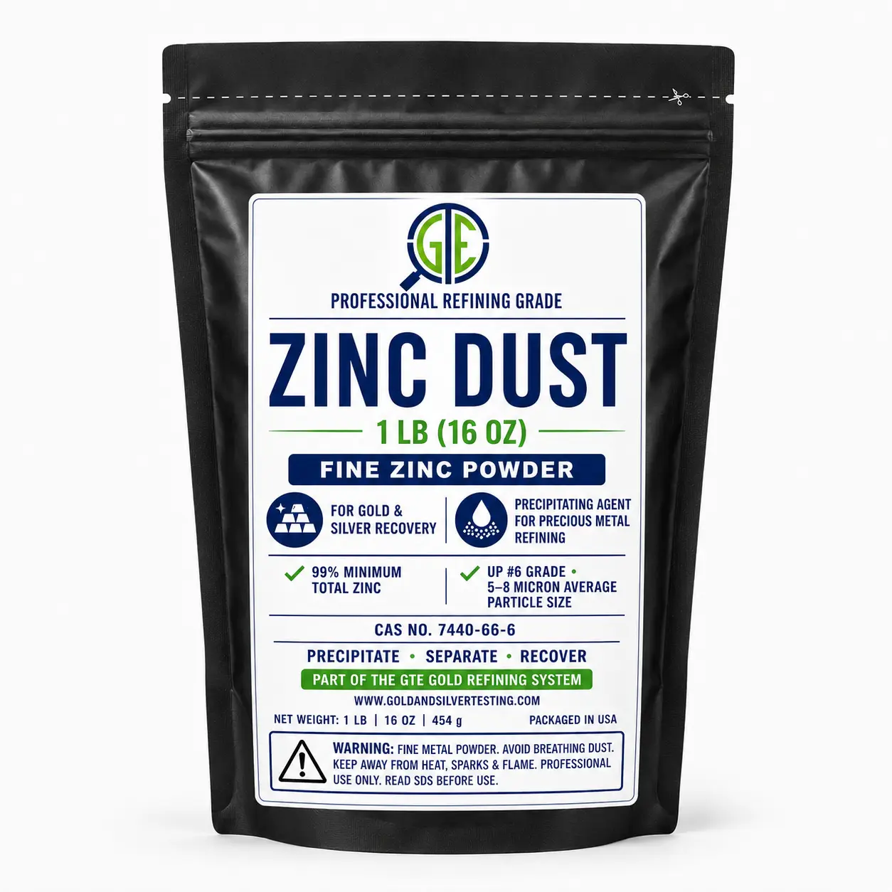 1LB Zinc Powder - Metal Precipitant for Gold & Silver Recovery Refining, Dust for DIY Jewelry Making Casting (ZN)