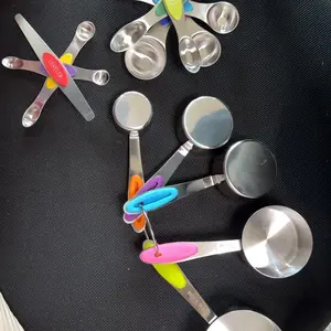 Measuring Cup and Magnetic Measuring Spoon Set with Leveler, Stainless Steel Dishwasher Safe, Nesting Metal Spoons Cups for Cooking Baking Supplies, Kitchen Gadgets Essentials Tools