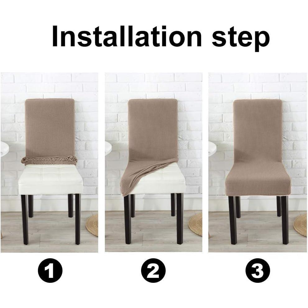 CRFATOP Waterproof Dining Room Chair Cover Set of 4, Stretch Jacquard Parson Chair Slipcover Removable Washable Chair Protector for Home, Restaurant, Banquet