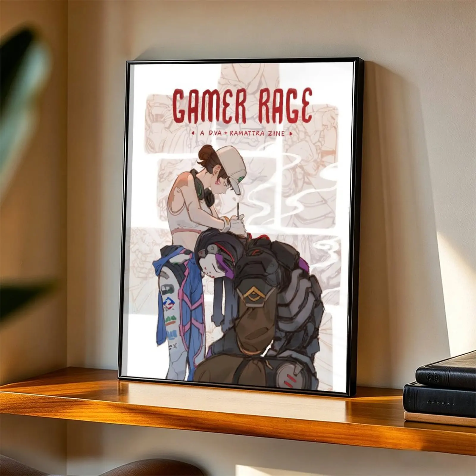Overwatch Gamer Rage Canvas Wall Art - Dva, Ramattra Game Character Poster, Gaming Room Wall Decoration, Games-Themed Art Print for Boys' Bedrooms