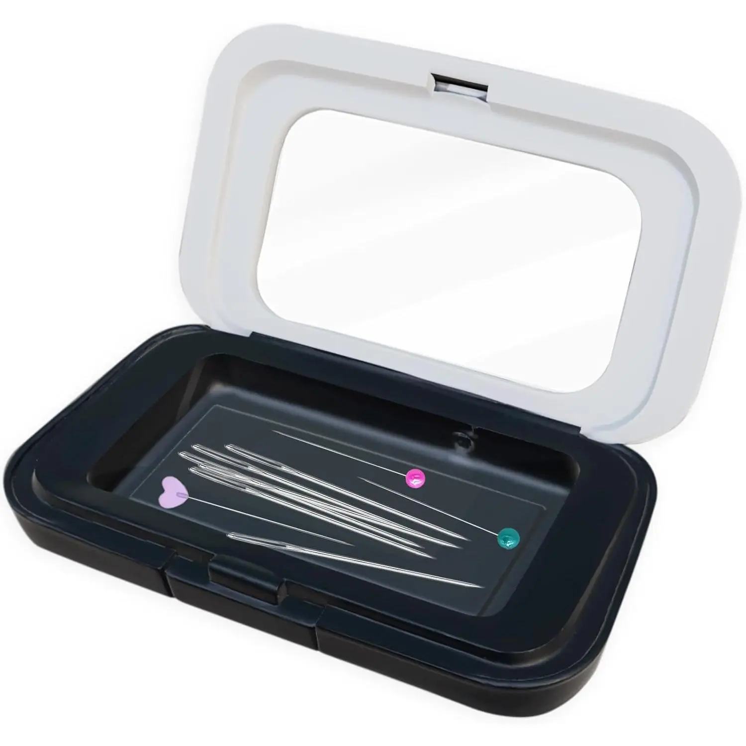 Holder Case with Clear  Lid -  Sewing Pin Storage Case - Secure & Visible  Keeper for Sewing, Quilting, Crafts Small