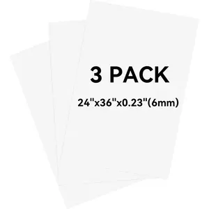 3 Pack 24"x36" 0.23" Thick White Foam Core Board, White Poster Board for Painting, Displaying and Craft Projects