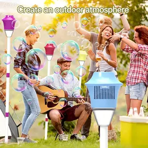 Automatic bubble machine for kids, spring and summer bubble toy, with lights, rechargeable for outdoor use, perfect Easter gift for children. Blue Bubble