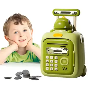 2026 New Dinosaur Piggy Bank, Realistic Multi-Function Fingerprint Password Lock, Smart Fully Automatic Coin Rolling, Children's Travel Suitcase Piggy Bank