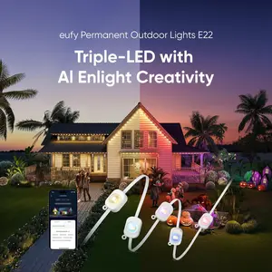 eufy  E22 Permanent Outdoor Lights, White, 200ft/150ft/100ft/50ft with 60 Triple-LED Lights Smart RGBWW Lights Daily and Festive Up to IP67 Waterproof AI Lighting Themes for Christmas APP Control