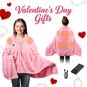 Portable USB Heated Blanket Shawl with 20000mAh Battery: 63"x33.5" Wearable Electric Throw, 15s Fast Heating, 3-Temp & Auto Shut-off, Machine Washable Velvet Flannel for Camping, Office & Travel - Mother’s Day & Birthday Gift