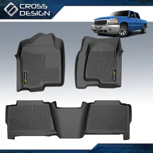 CROSSDESIGN TPE Floor Mats Fit For 1999-2006 Chevy Silverado/GMC Sierra Fits Crew Cab Trucks Only TPE Car Floor Mats Protections Liners