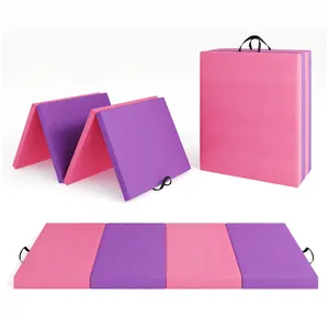 Garvee Foldable Gym Mat and Training Mat and Thick Gymnastics Mat with Carry Handles, 188 x 31 x 61 cm Portable Floor Mat for Home, for Pilates, Aerobics