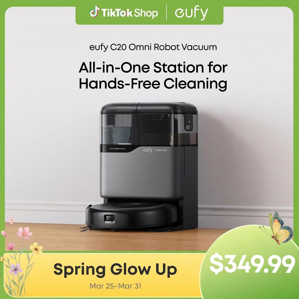 eufy C20 Omni Robot Vacuum, Robot Vacuum and Mop Combo, Self Emptying, Auto Mop Washing and Auto Drying for hands-free c