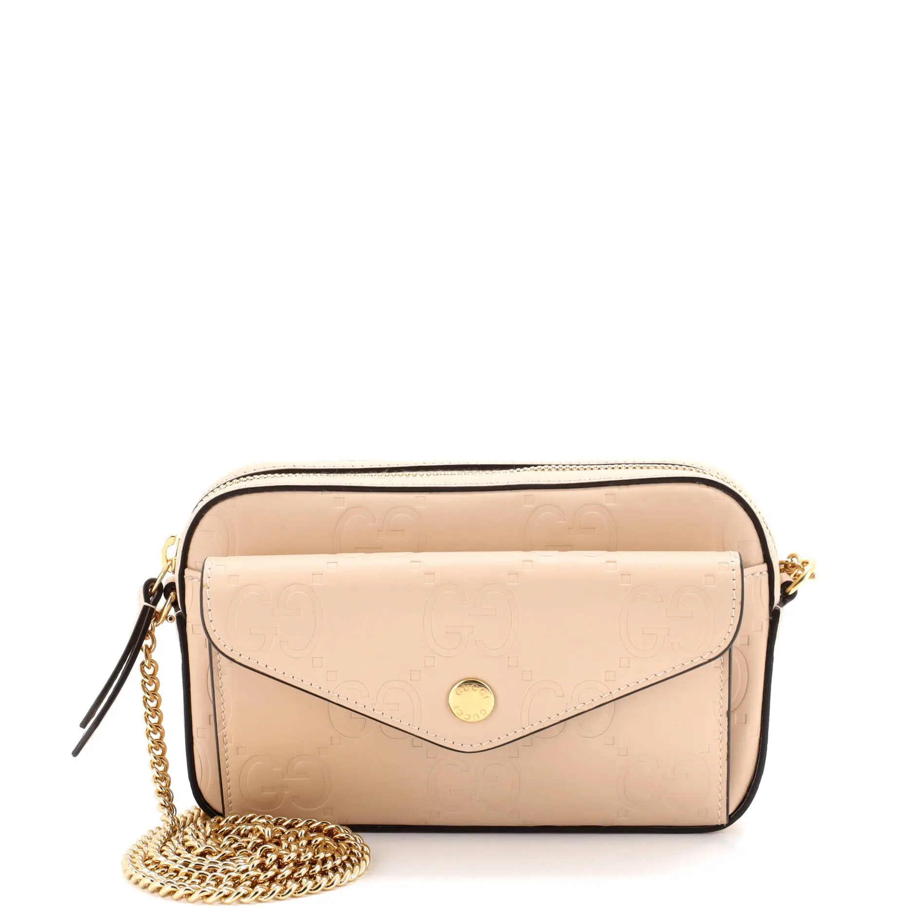 Pre-owned GUCCI material Messenger Bags Front Pocket Chain Shoulder Bag Jumbo GG Embossed Leather Super Mini by Rebag