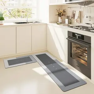 Kitchen Mat 2 Piece Set Diatomite Absorbent Oil Proof Non Slip Wear Resistant Long Runner Rug for Home Kitchen Sink Laundry Room Quick Dry Floor Mats Comfort Standing Pad