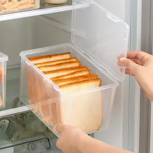 Refrigerator Storage Box with Lid, Food Preservation Container, Produce Storage Containers, Long Rectangle Sealed Storage for Bread, Eggs, Fruits, Vegetables, Kitchen Organizer