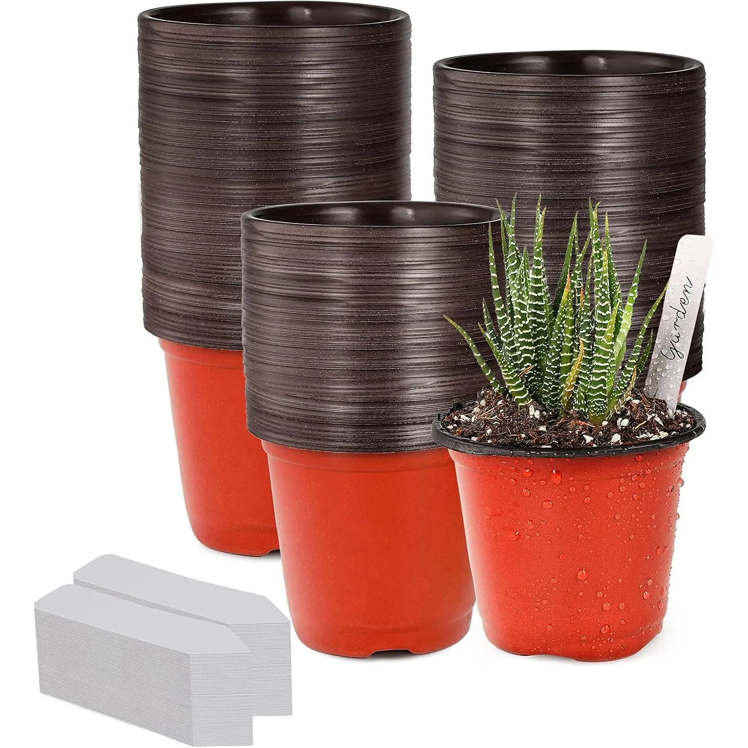 200-Count Bulk Pack 4" Small PP Synthetic Seed Starting Pots, 2.5" Bottom Diameter, 3.2" Height, for Indoor & Outdoor Planting