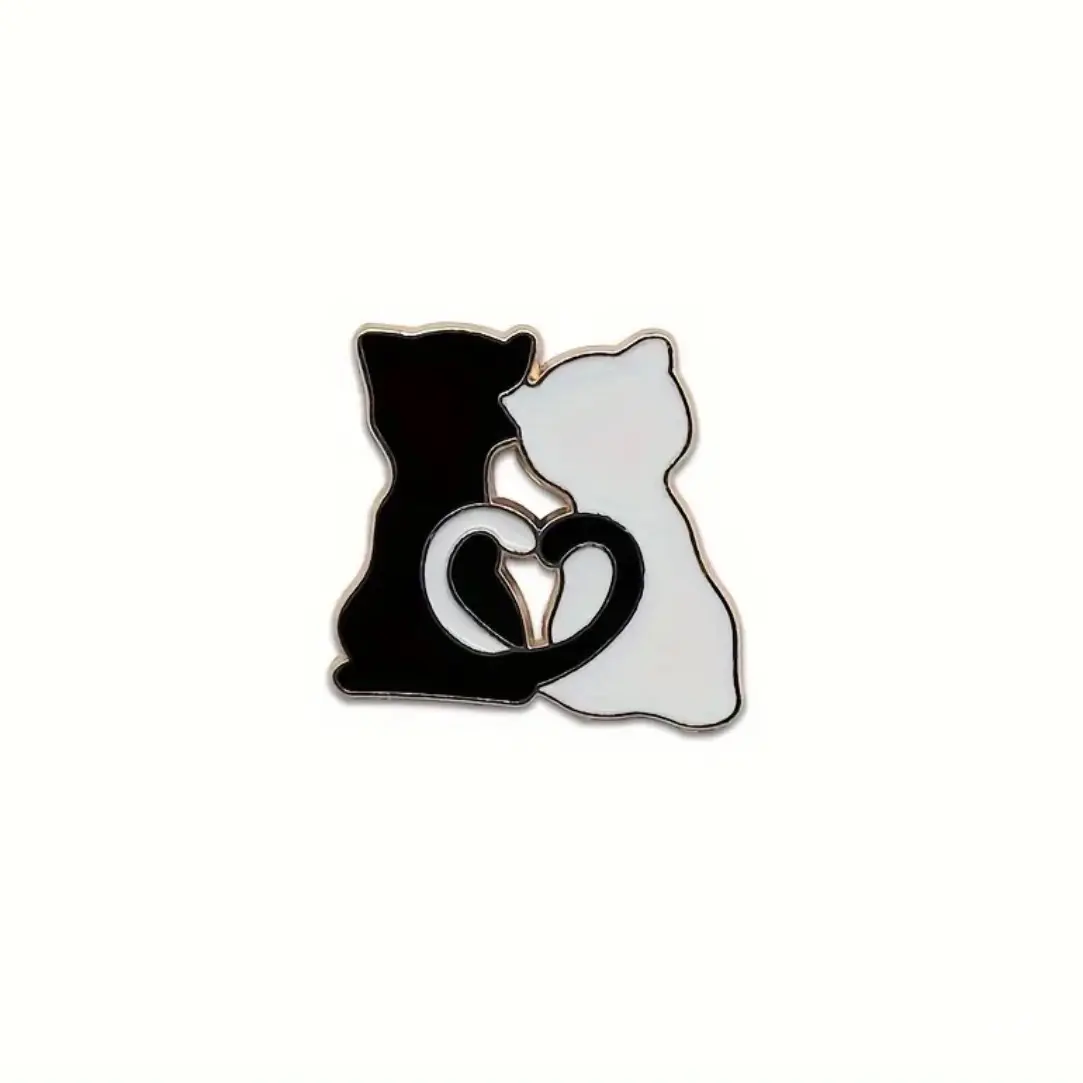 Cute loving kitties enamel pin