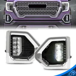 Fog Lights Lamp LED W/Chrome Bezels For GMC Sierra 1500 Denali 2019-2022
