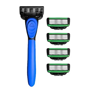 Men's Manual Safety Shaver with 7 Layer Blading and 5pcs Replacement Head