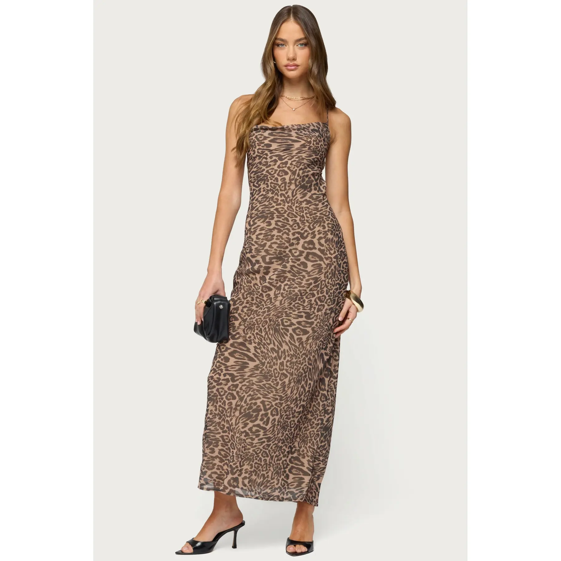 Ayanah Leopard Printed Backless Maxi Dress