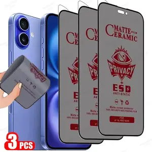 1-3Pcs Matte Ceramic Privacy Screen Protector For iPhone 11 13 14 15 16 Pro Max 12 XR X Xs 7 8 Plus SE 6s Anti Spy Soft Film