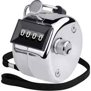 Metal Handheld Tally Counter, 4-Digit Number Clicker Counter, Hand Mechanical Pitch Counters for Coaching, Knitting, People, Lap, Fishing, Golf and Row