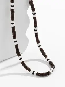 Boho Soft Clay Beaded Wooden Pearl Men's Necklace Choker Chain, Exquisite Chain Jewelry, Stylish Casual Jewelry for Everyday Wear, Unique Gift Idea, Jewelry Accessory