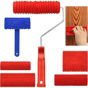 6 Pcs Wood Grain Tool Set, DIY Wood Graining Tool for Wall; Furniture, Soft Rubber Wood Grain Painting Tool, Textured Pattern Roller for Home Decoration
